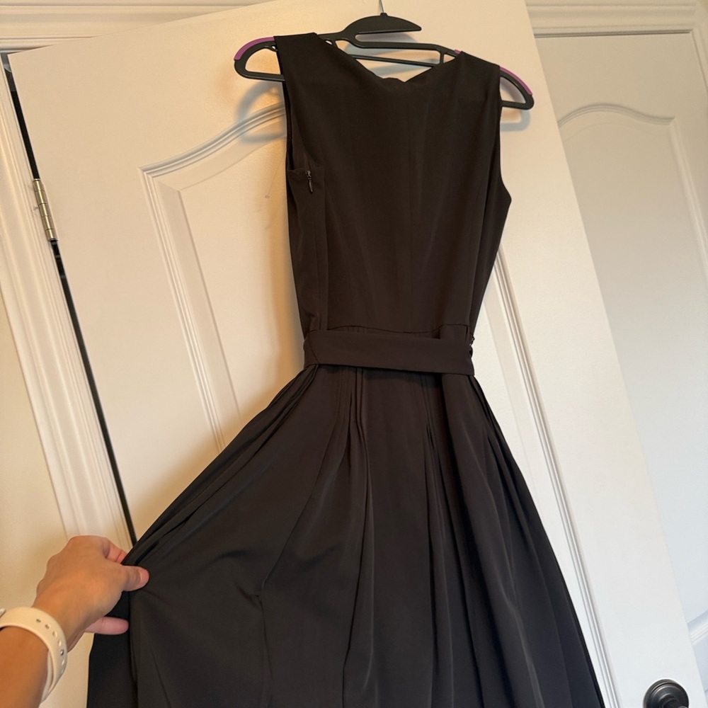 Calvin Klein Black Sleeveless Midi Dress with Pleated Skirt